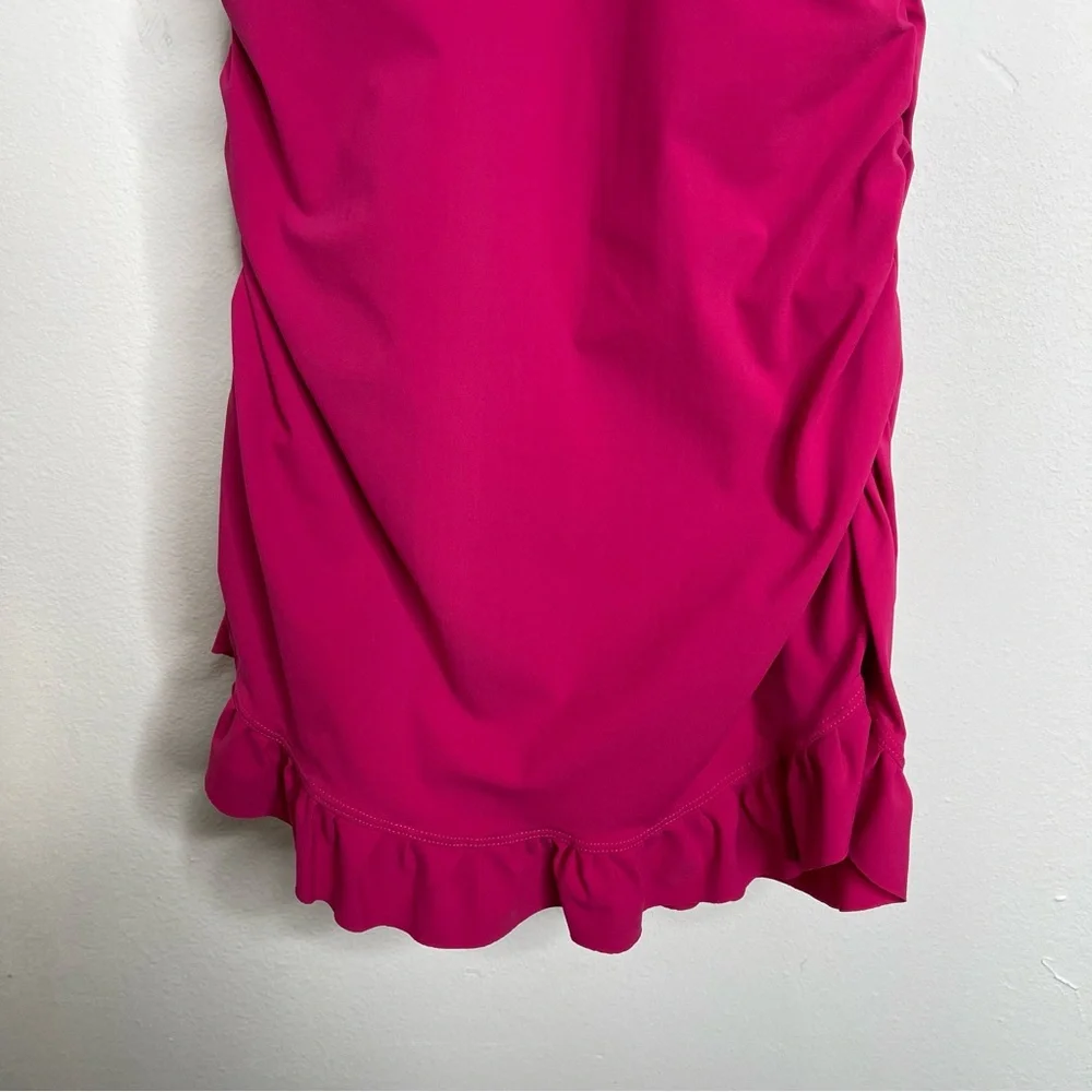 SPANX Love Your Assets Ruffle Halter Swim Dress in Sunset Pink Size S NWT Barbie - Picture 7 of 16